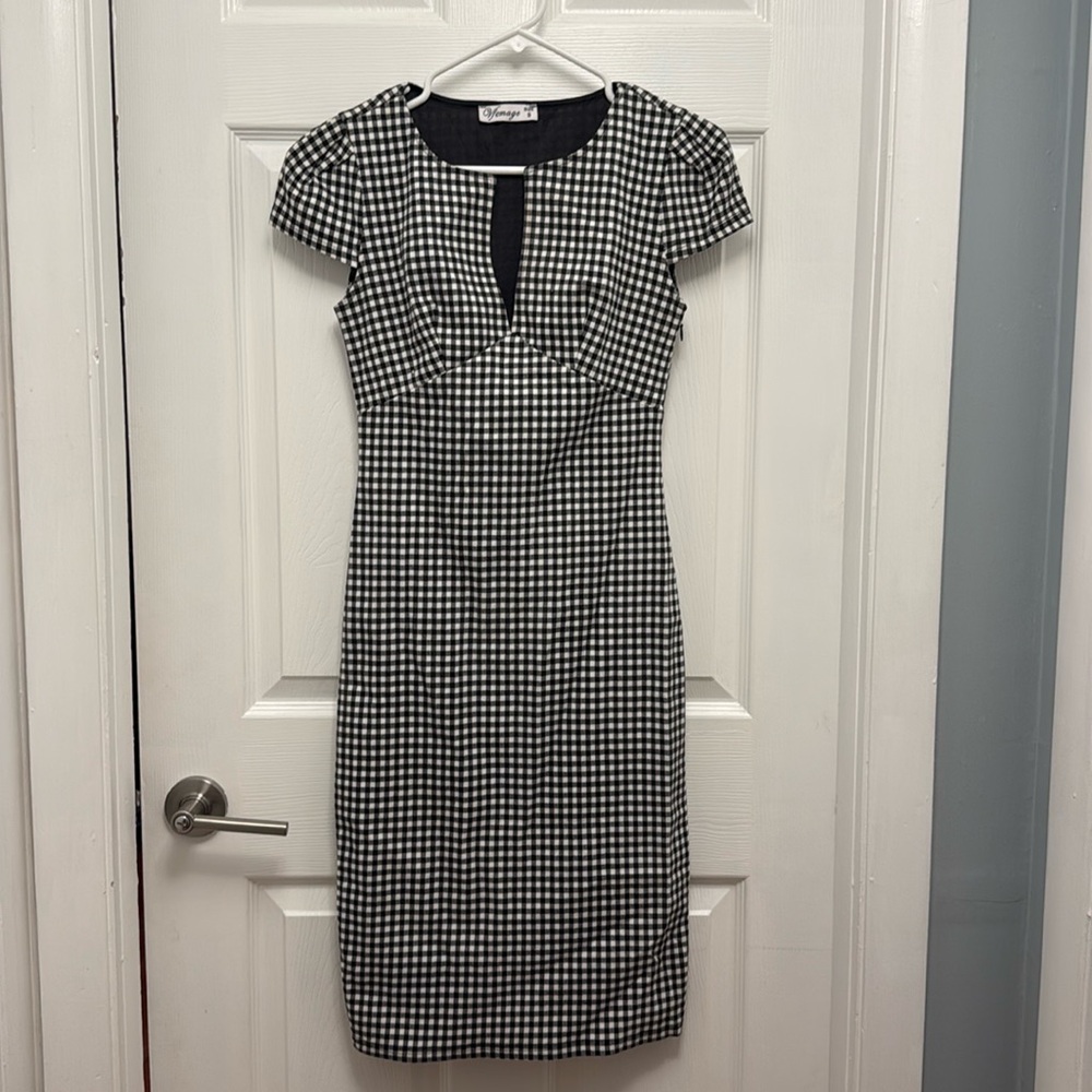 Black and White Plaid Wiggle Dress - vintage, pinup, rockabilly